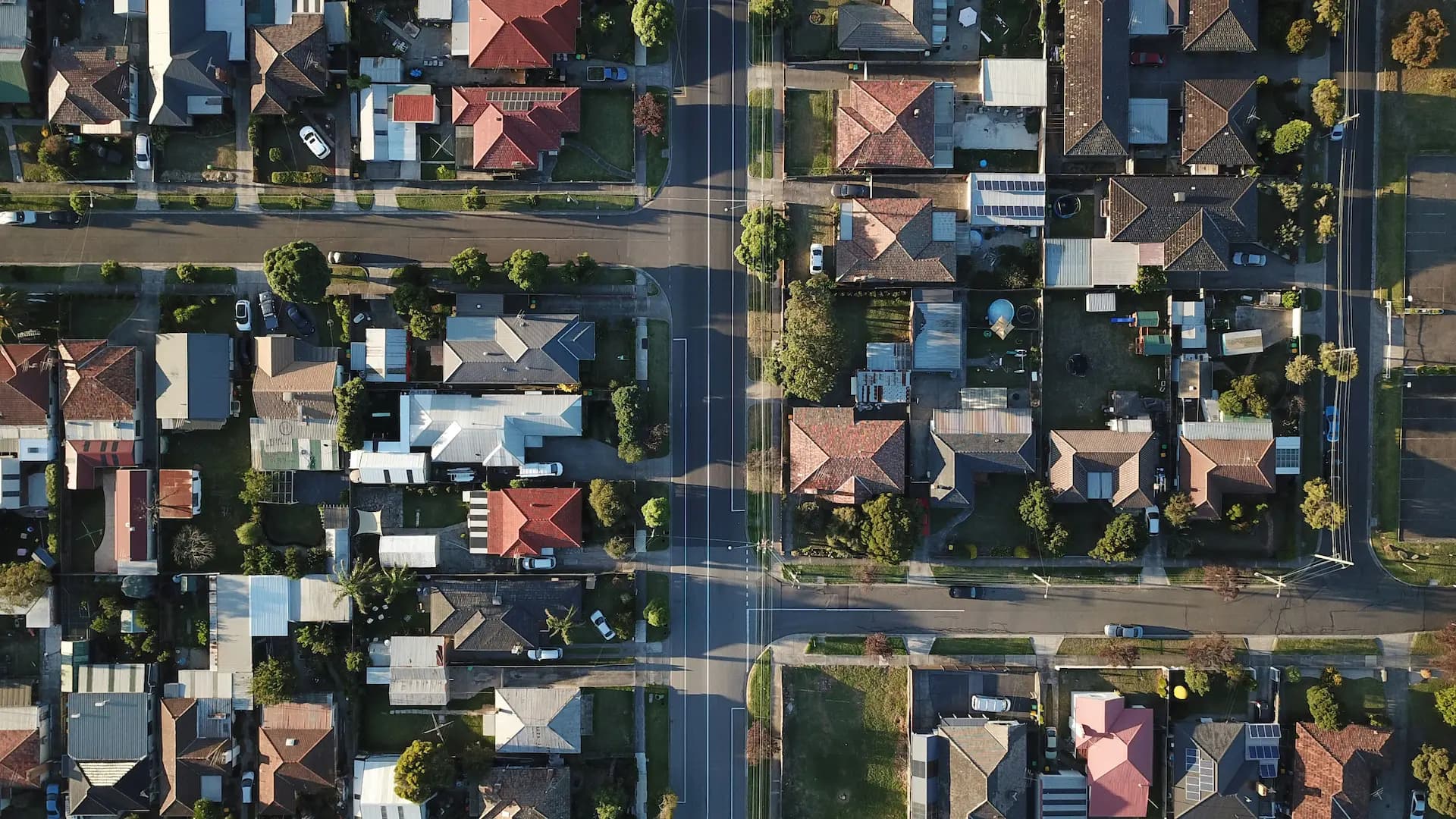 Aerial view of a neighborhood